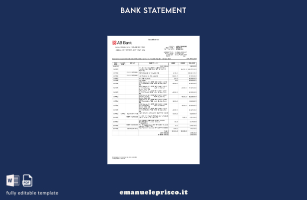 modello word di estratto conto bancario Bangladesh AB in stile verificato